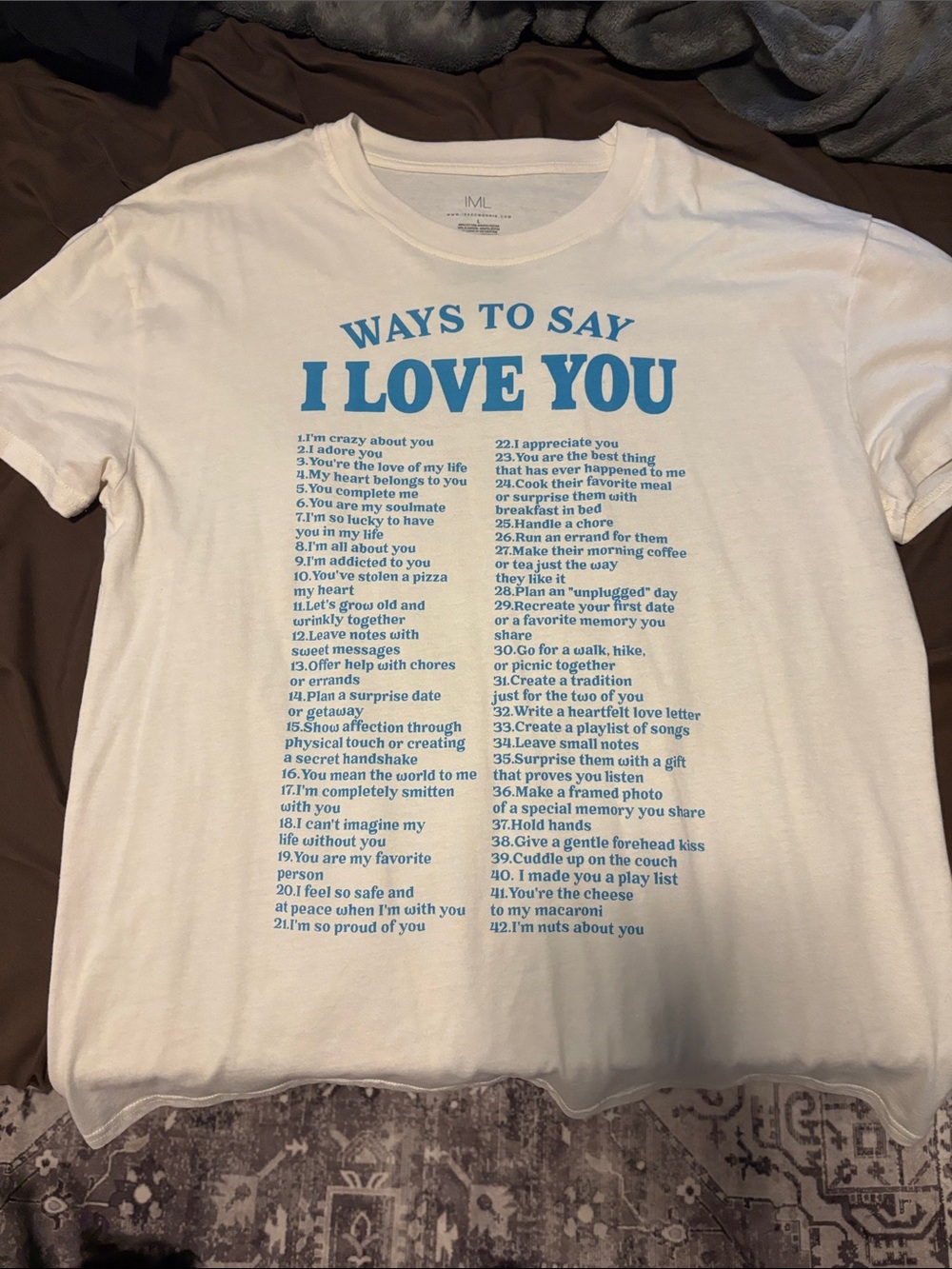 White Graphic Tee - I Love You Print